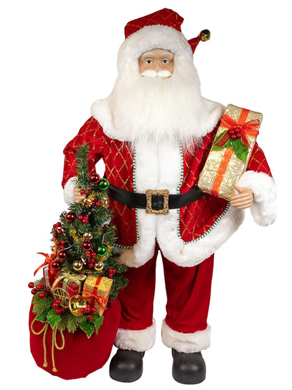 36" Bo Kringle Klaus Santa With Bag + Tree