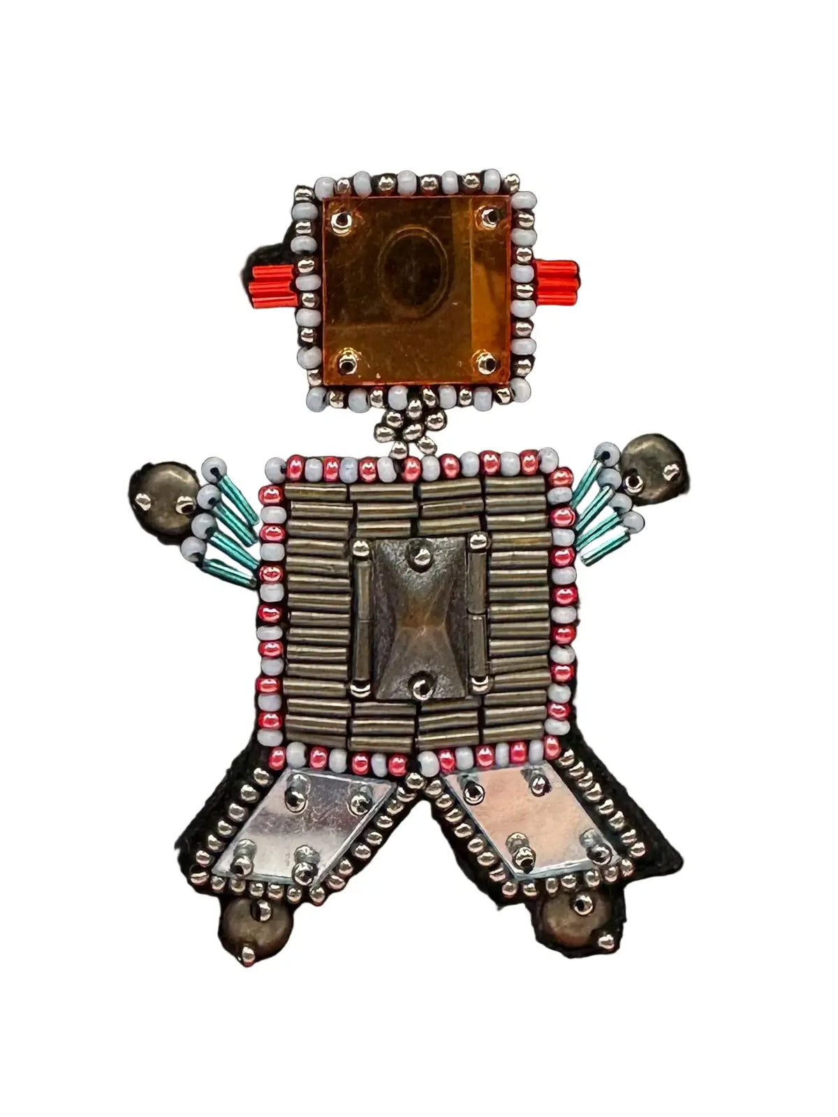 Red Gem Robot Brooch