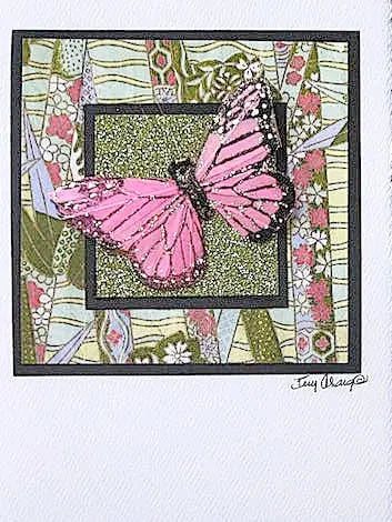 Pink Blossom Butterfly Card