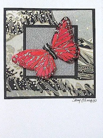 Crimson Wave Butterfly Card