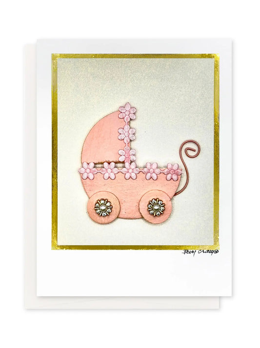 Pink Baby Carriage Card