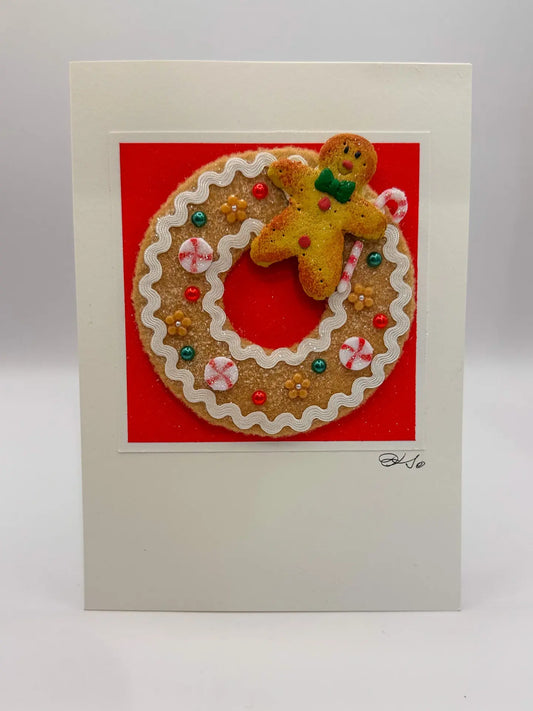 Gingerbread Cookie Wreath Christmas Card