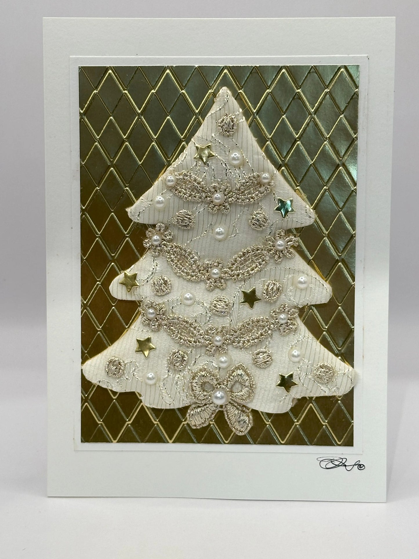 Gold and Cream Christmas Tree Card