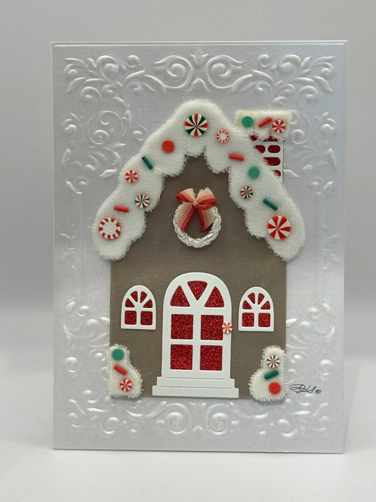 Gingerbread House With Snow Christmas Card