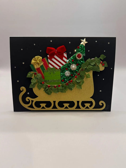 Sleigh With Gifts and Tree Christmas Card