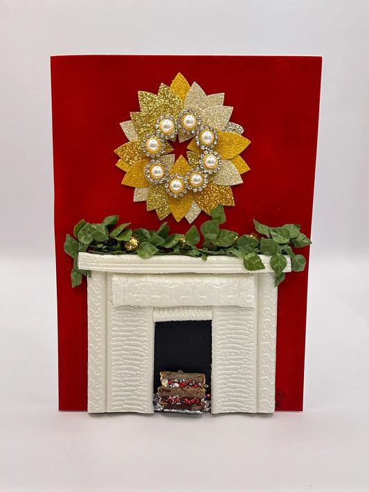 Festive Fireplace Christmas Card
