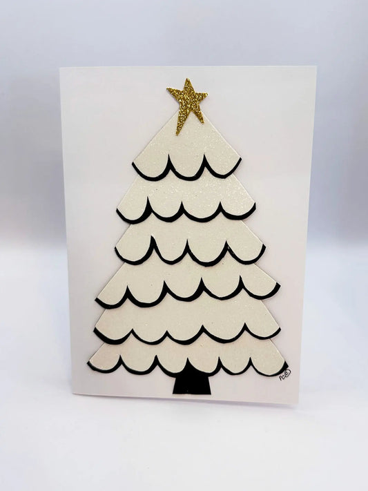 Scalloped White Christmas Tree Card