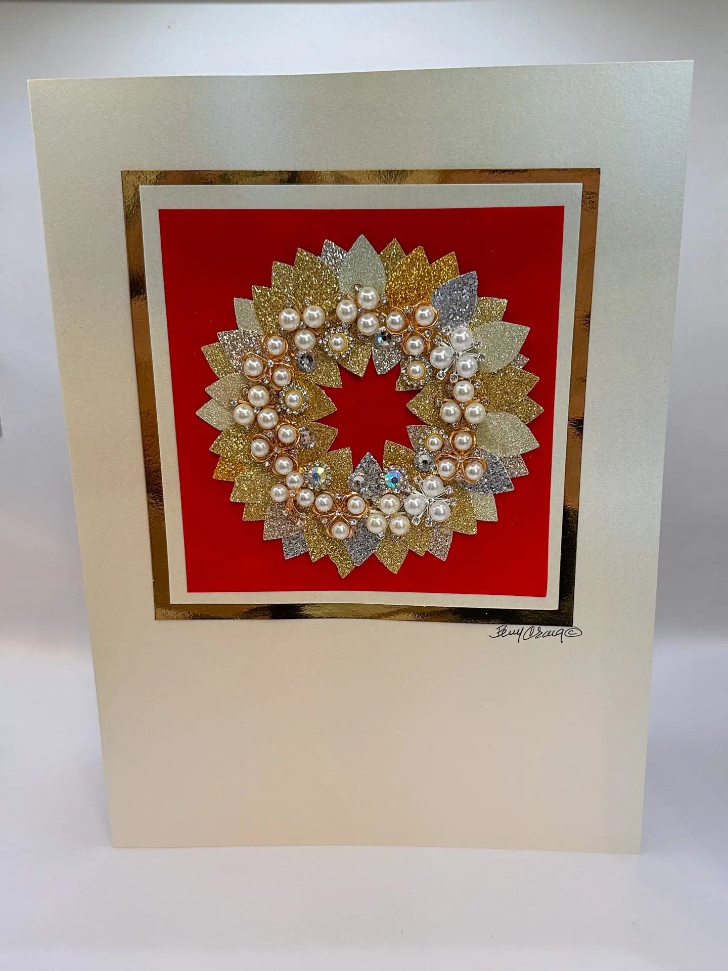 Jewelry Gold Wreath Christmas Card