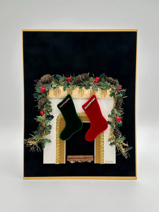 Elegant Fireplace Christmas Card