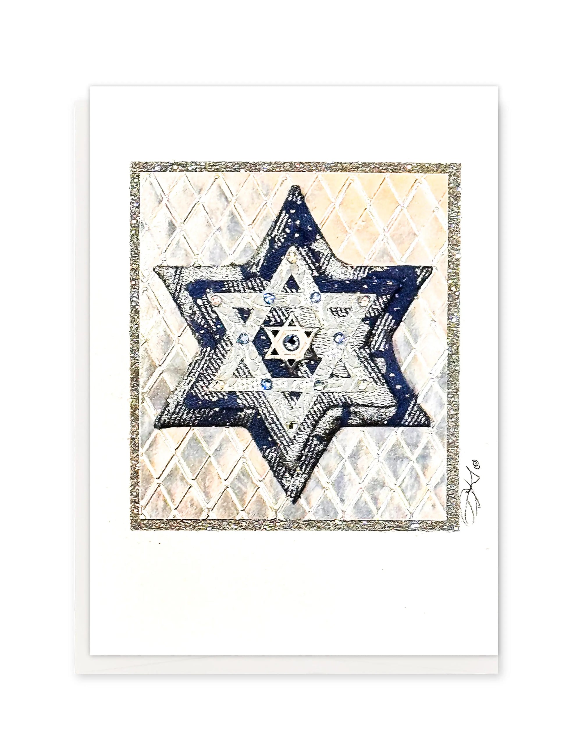 Silver & Sapphire Star of David Card