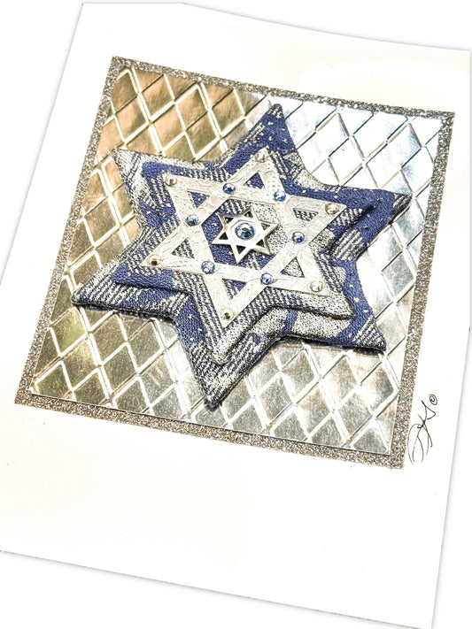 Silver & Sapphire Star of David Card
