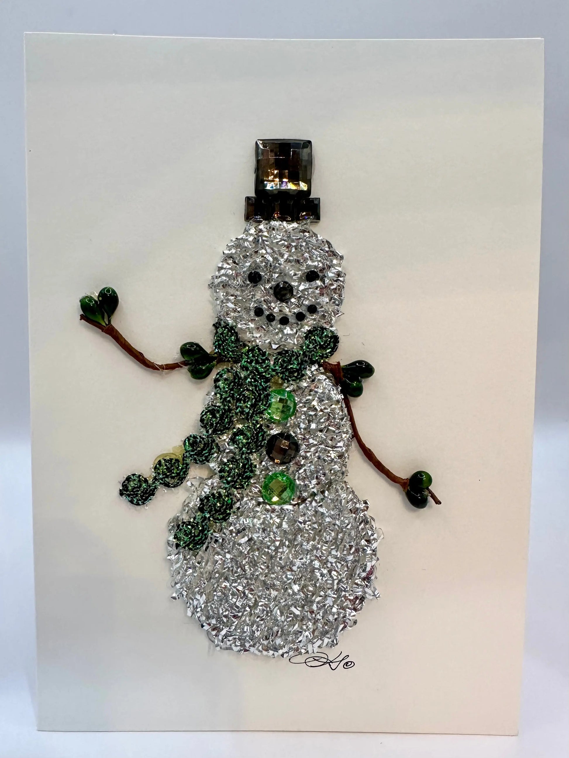 Silver Snowman Christmas Card