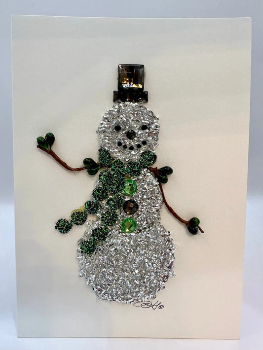 Silver Snowman Christmas Card