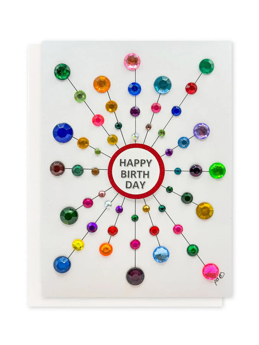 Rainbow Gem Burst Birthday Card