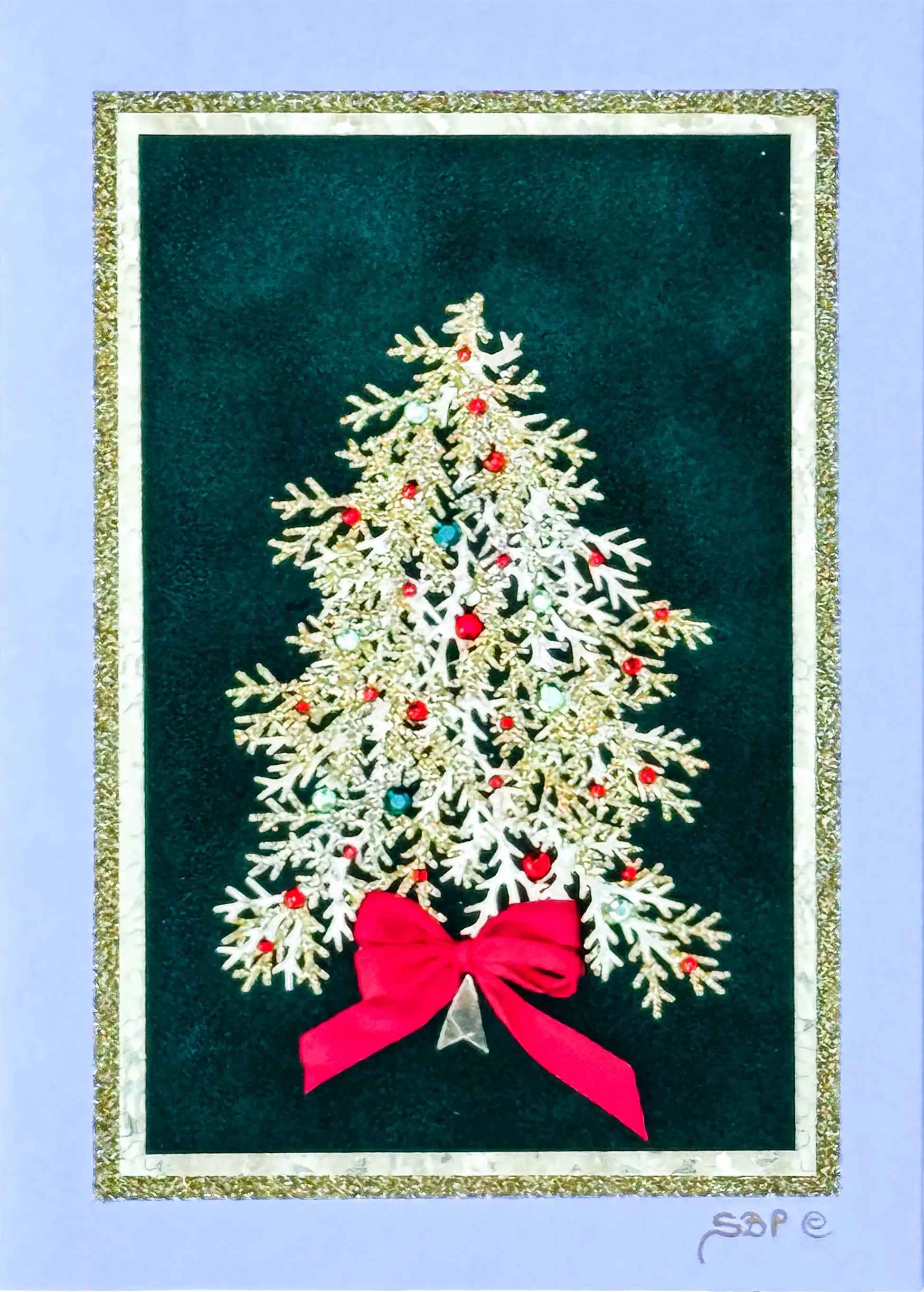 Gold Pine Tree Christmas Card