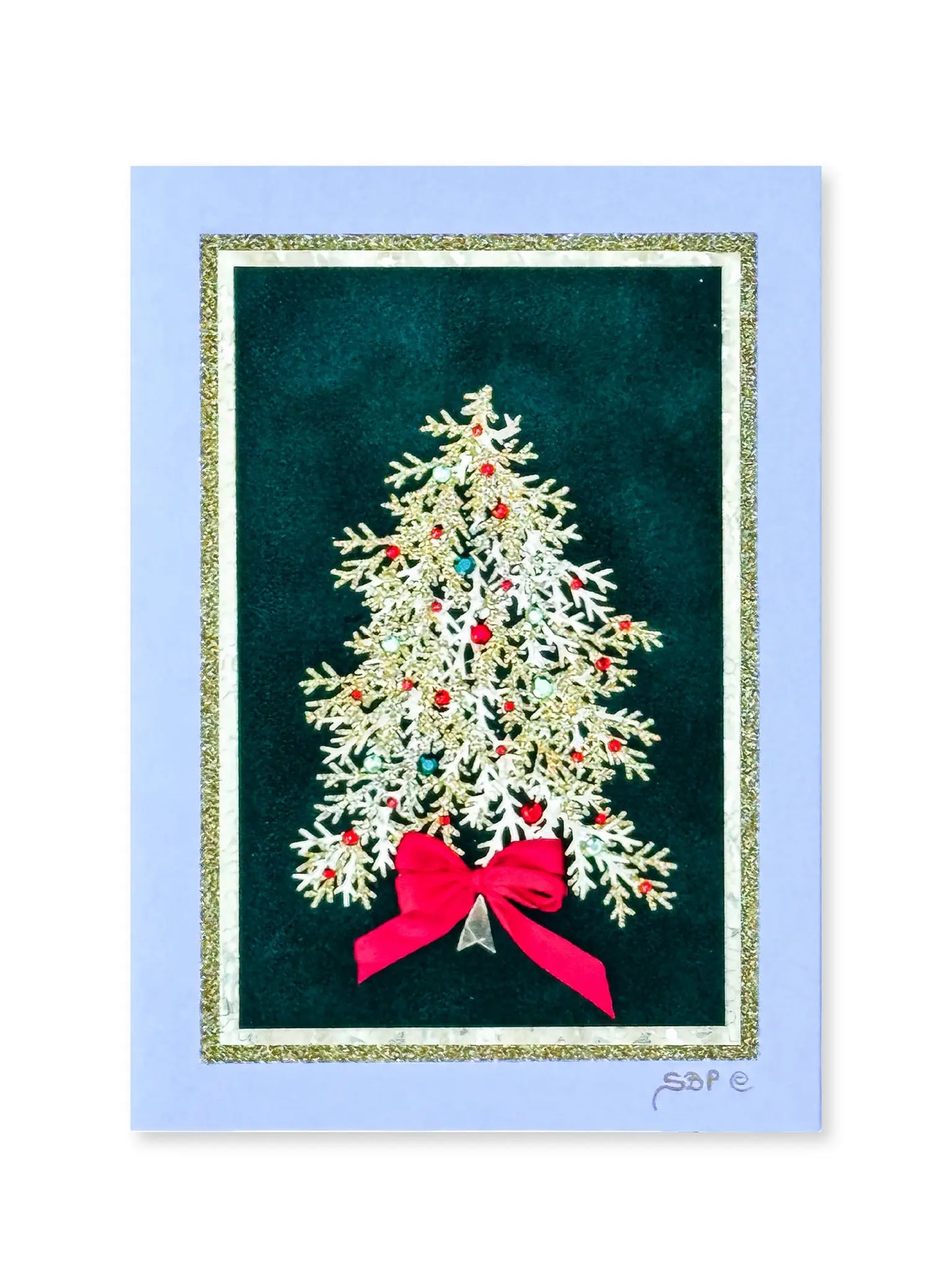 Gold Pine Tree Christmas Card