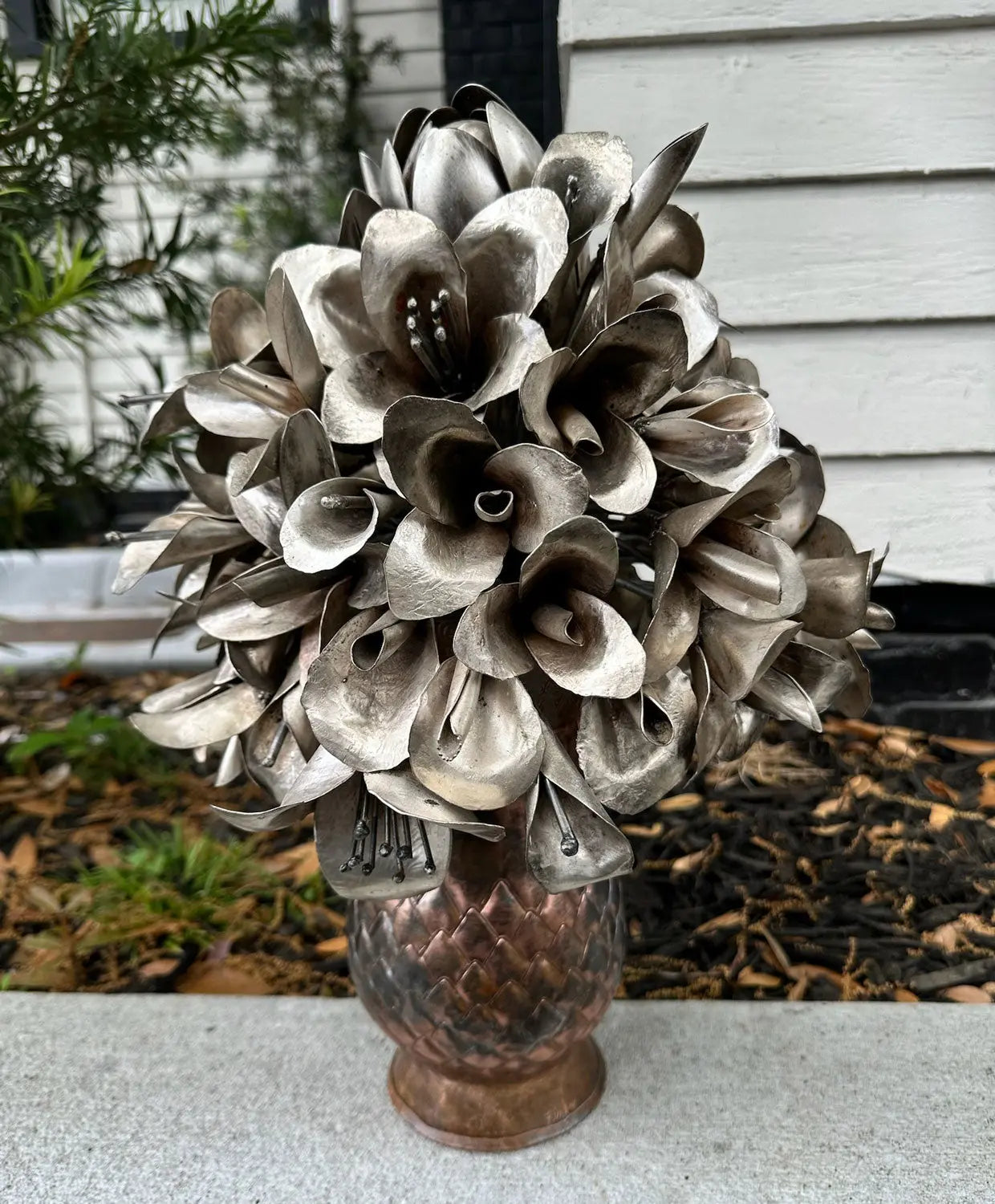 Large Silver Bouquet Sculpture