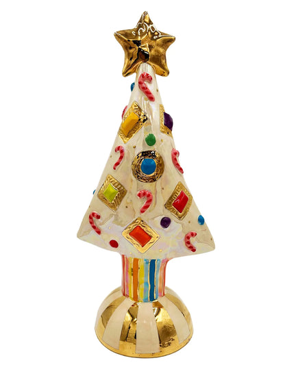 Extra Large White Christmas Tree with Candy Canes, Jewels, and Stripes