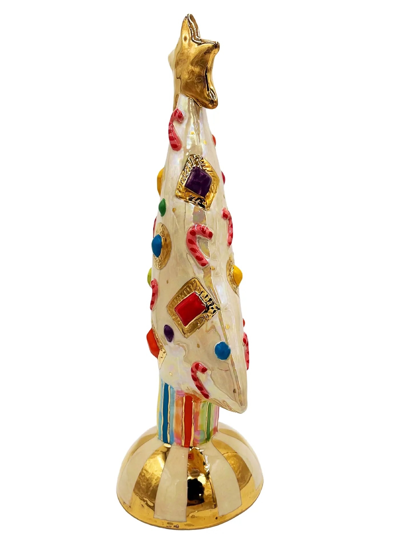 Extra Large White Christmas Tree with Candy Canes, Jewels, and Stripes