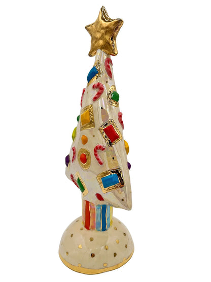 Extra Large White Christmas Tree with Candy Canes, Jewels, and Multi-Colored Ornaments
