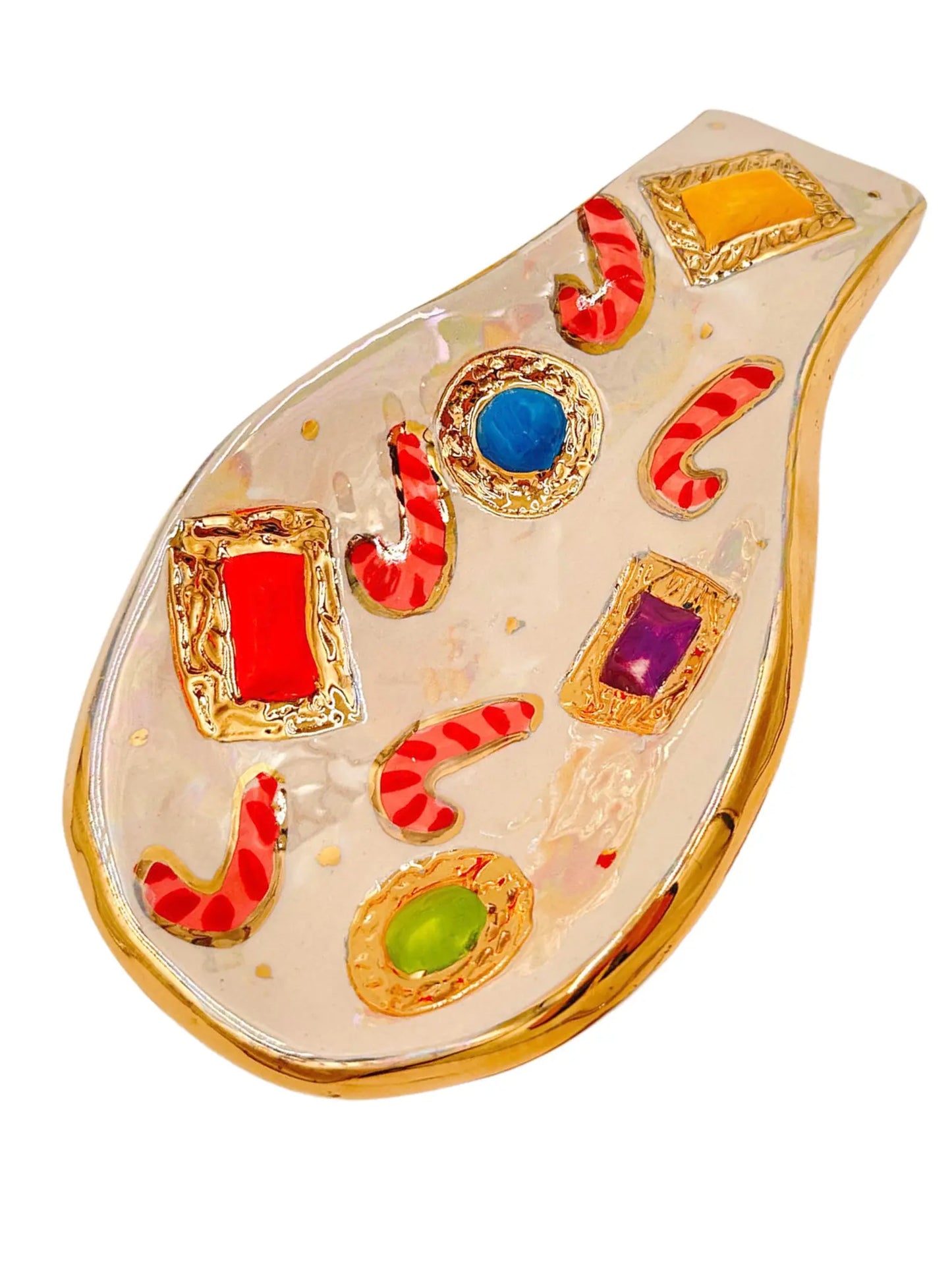 Candy Cane & Jewel Spoon Rest