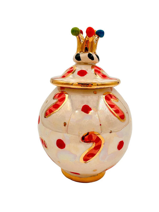 Candy Cane Crowned Pot with Lid
