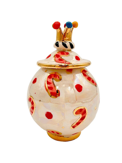 Candy Cane Crowned Pot with Lid