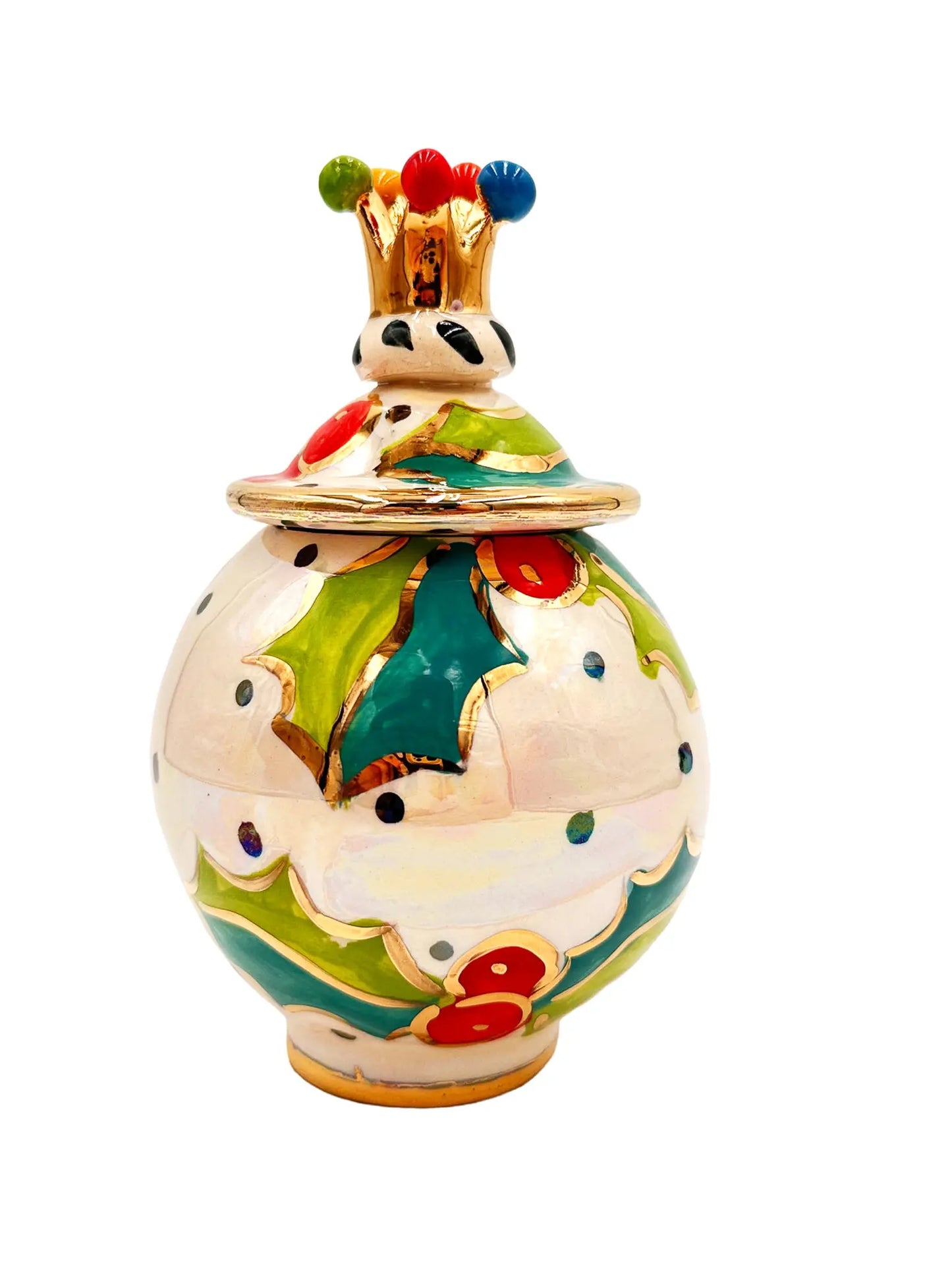 Holly Crowned Pot with Lid