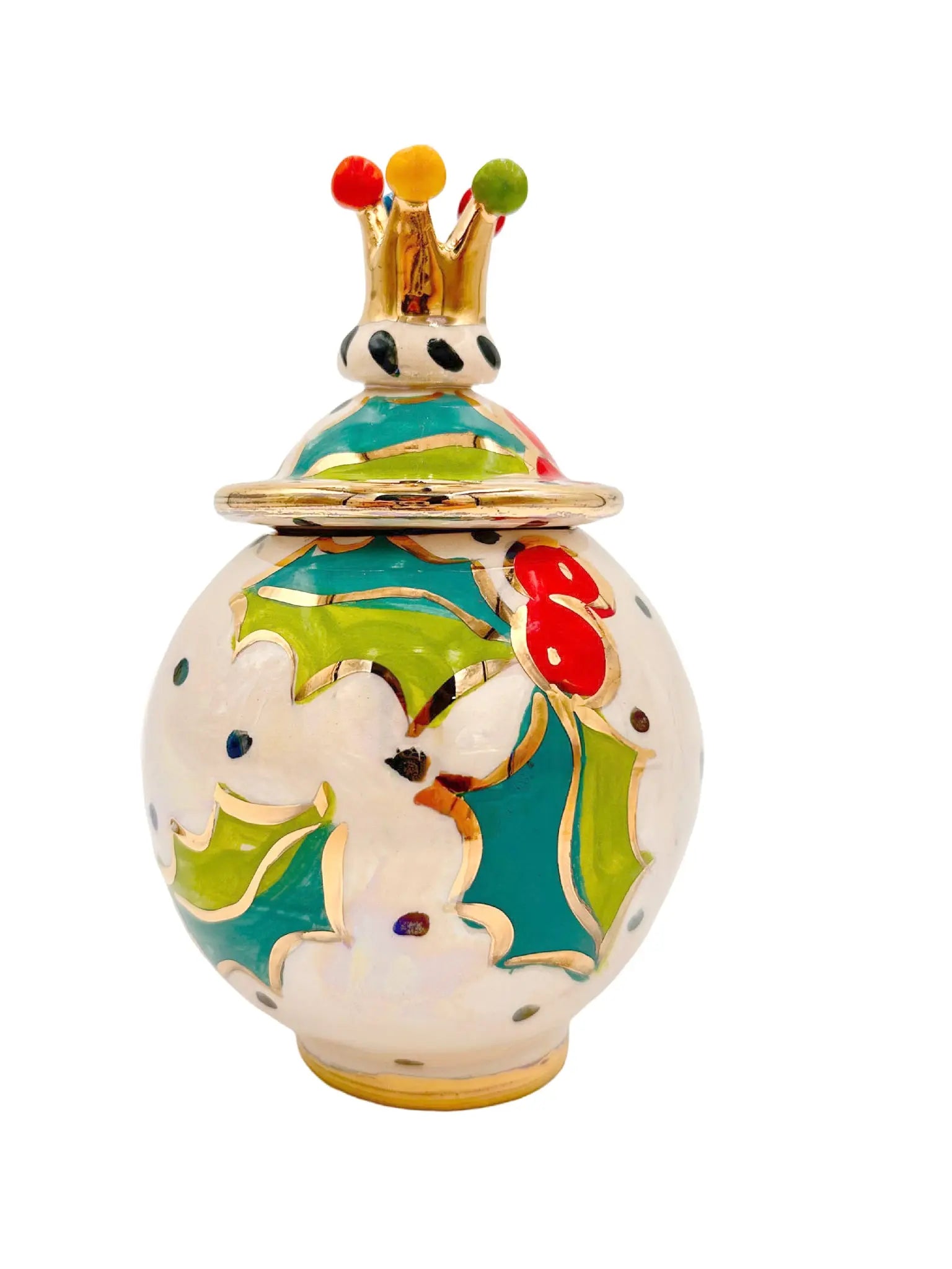 Holly Crowned Pot with Lid