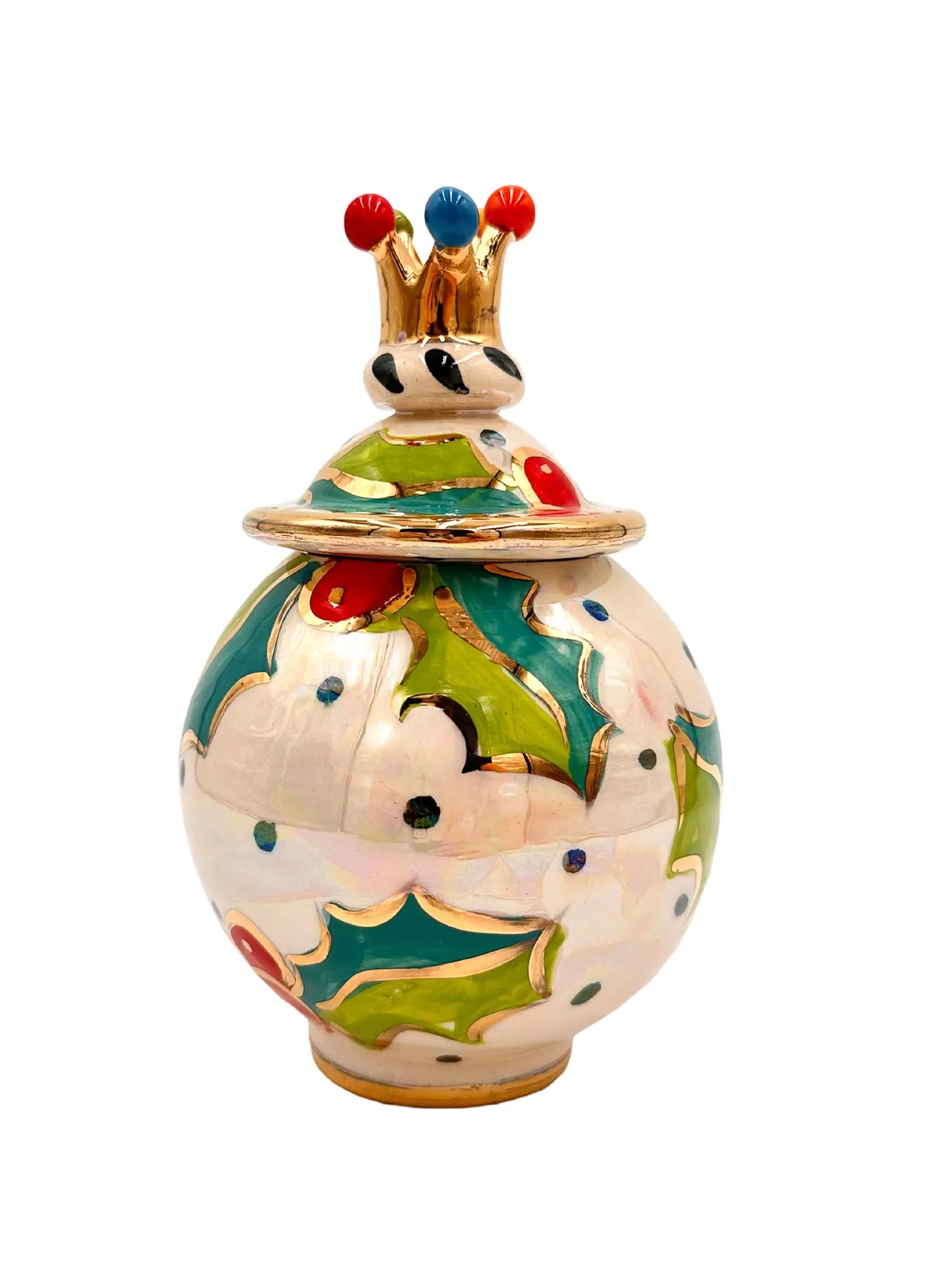 Holly Crowned Pot with Lid