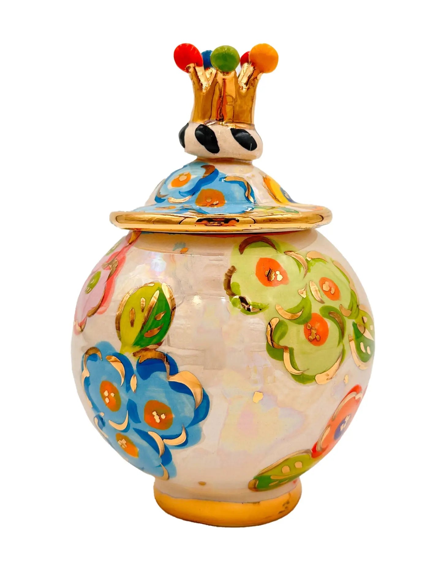 Ceramic Pot with Crown Lid