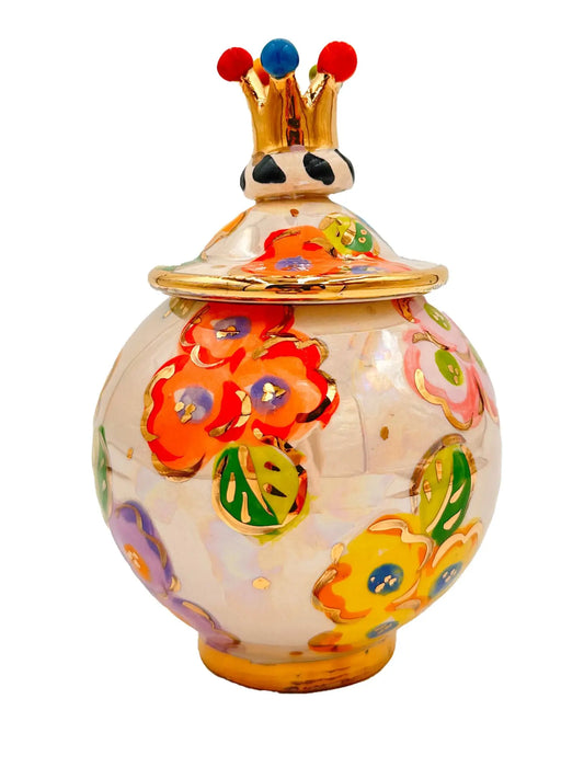 Ceramic Pot with Crown Lid