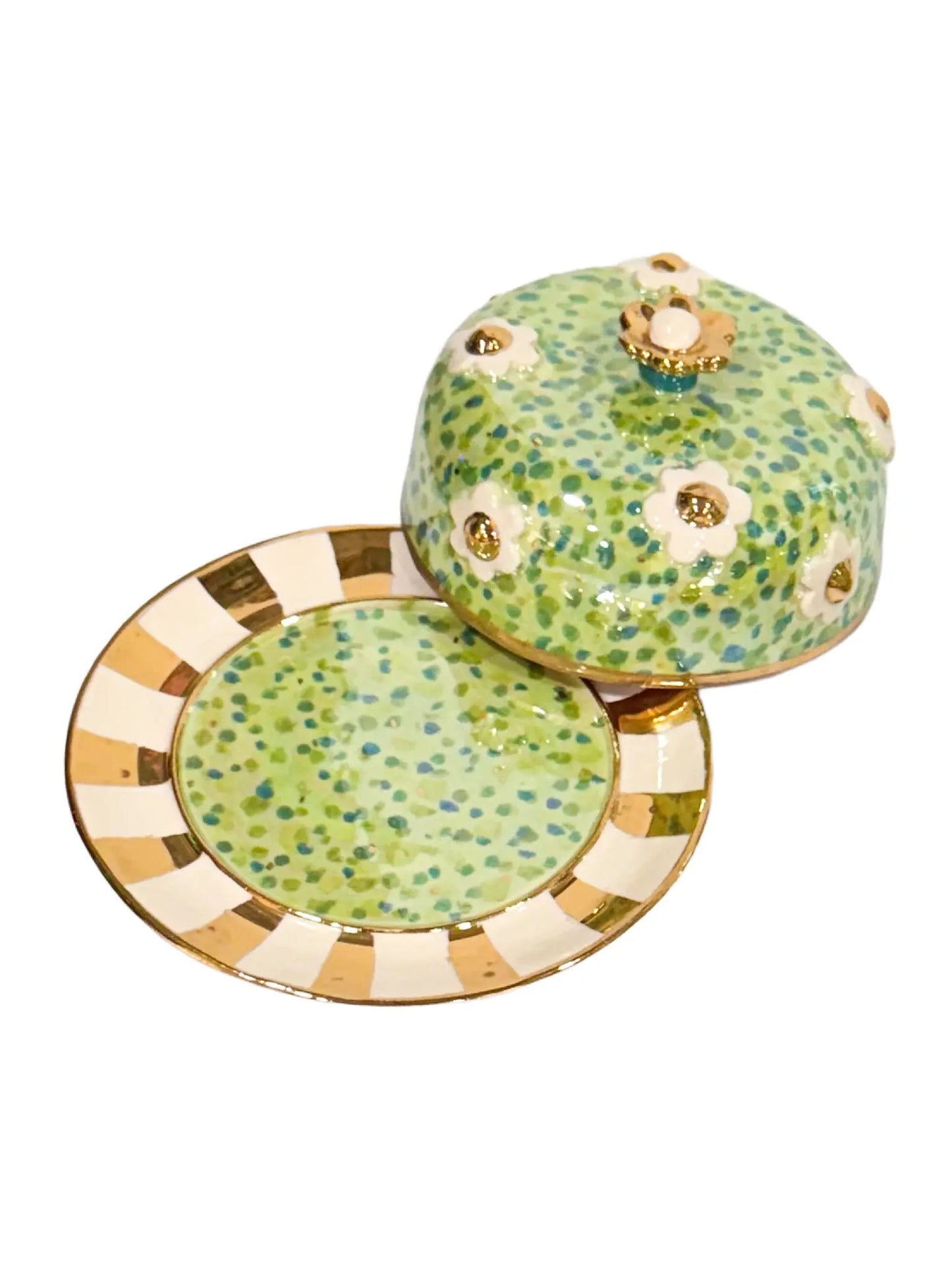 "Peridot Jungle" Daisy Butter Dish