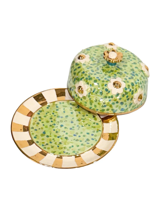"Peridot Jungle" Daisy Butter Dish