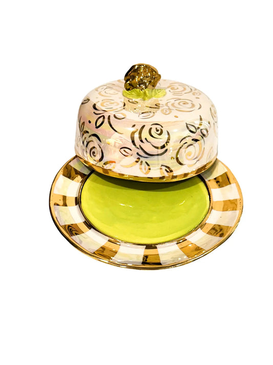 "Golden Opulence" Rose Butter Dish