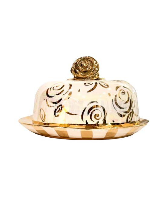 "Golden Opulence" Rose Butter Dish