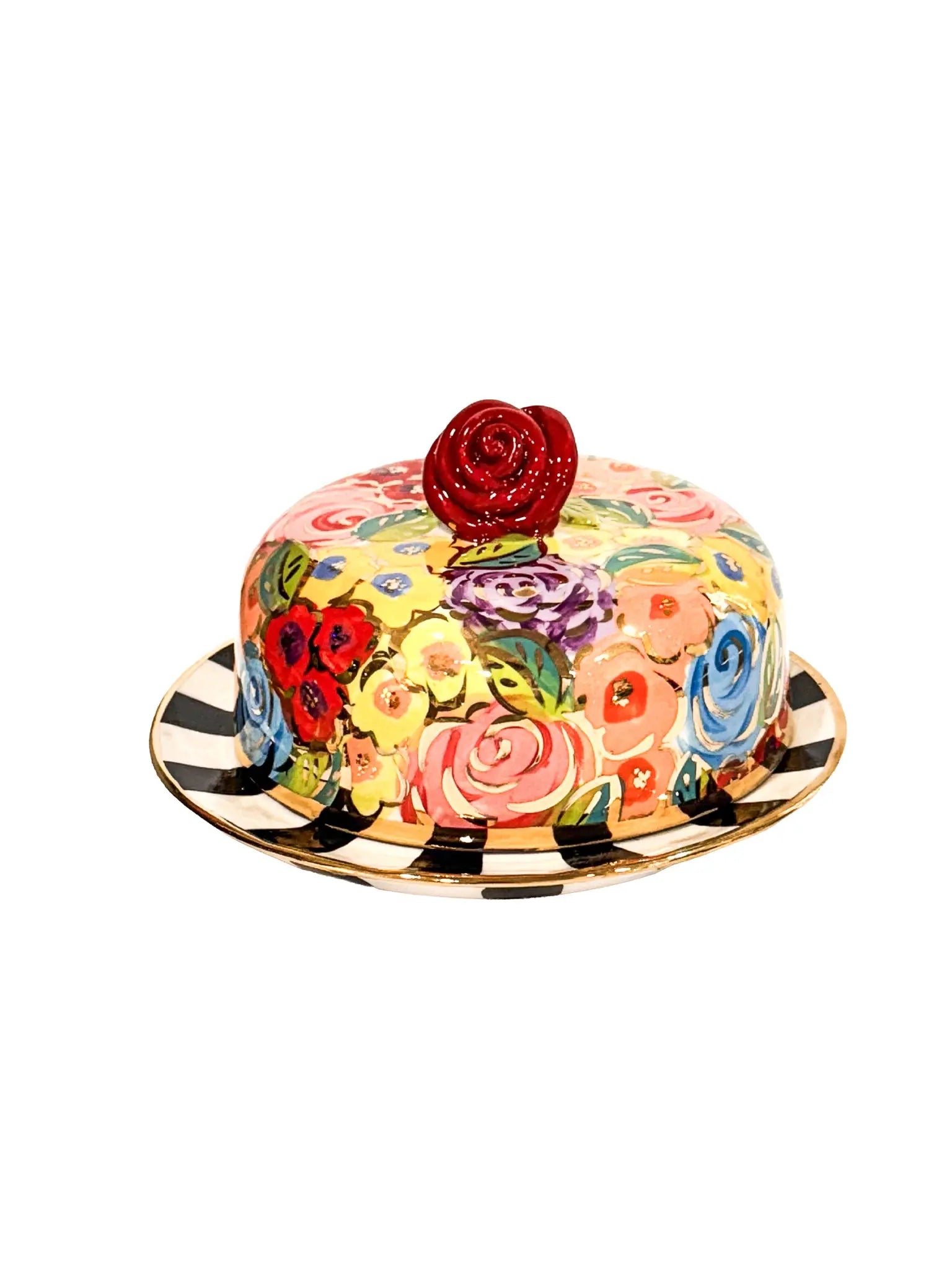 "Gilded Garden" Rose Butter Dish
