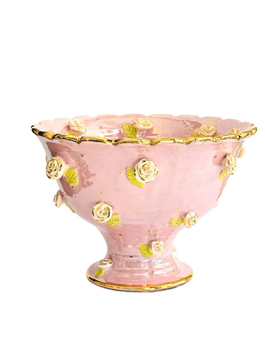 "Pink Radiance" Rose Pedestal Bowl