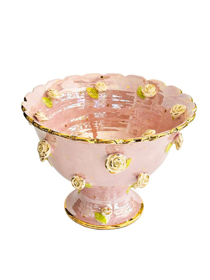 "Pink Radiance" Rose Pedestal Bowl