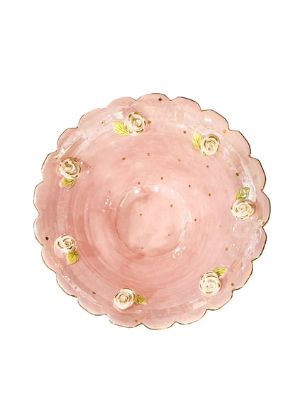 "Pink Radiance" Rose Pedestal Bowl