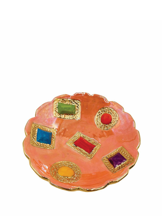Coral Royal Jeweled Dish