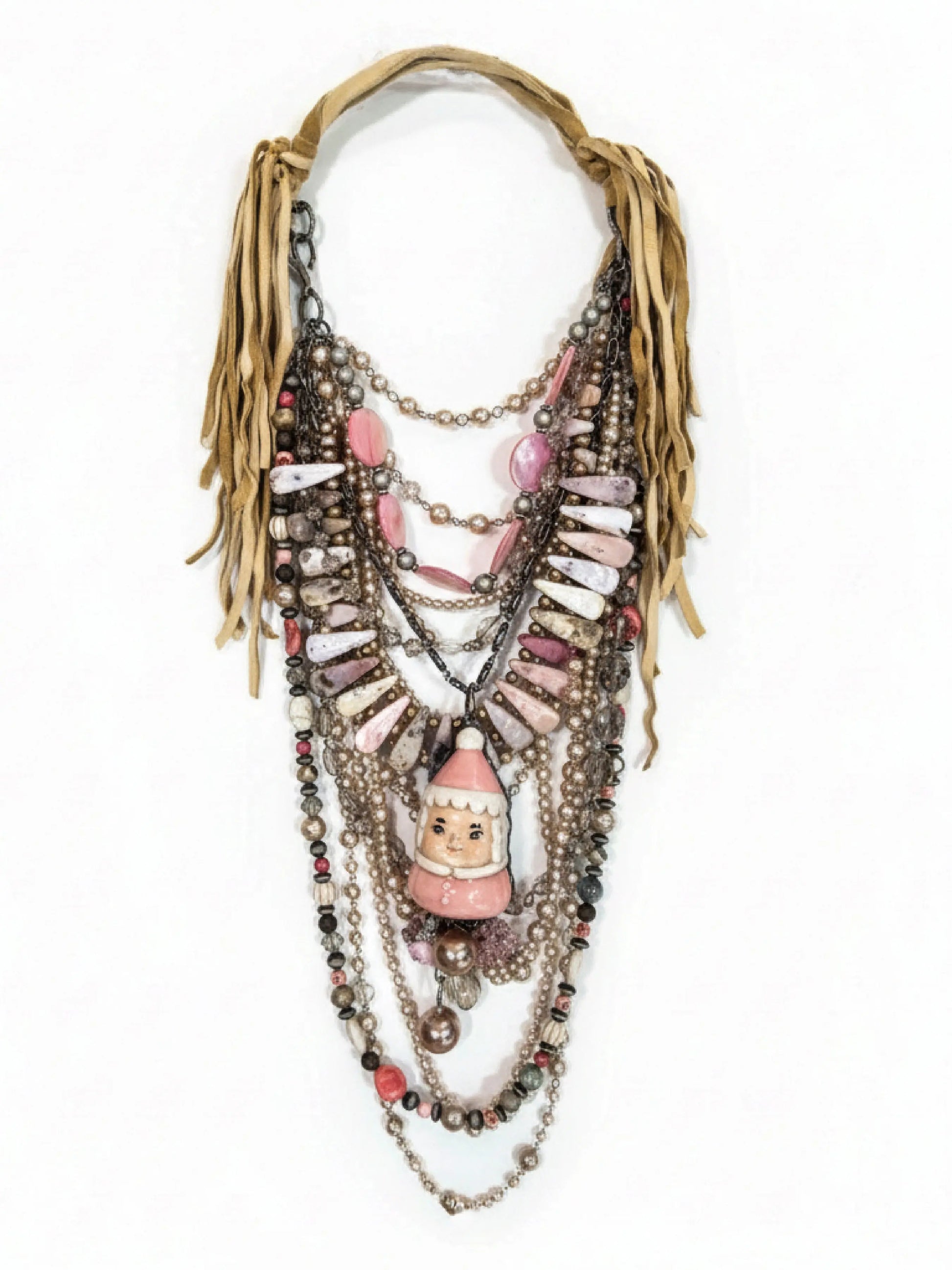 "Sleigh Queen" Pink Santa Statement Necklace