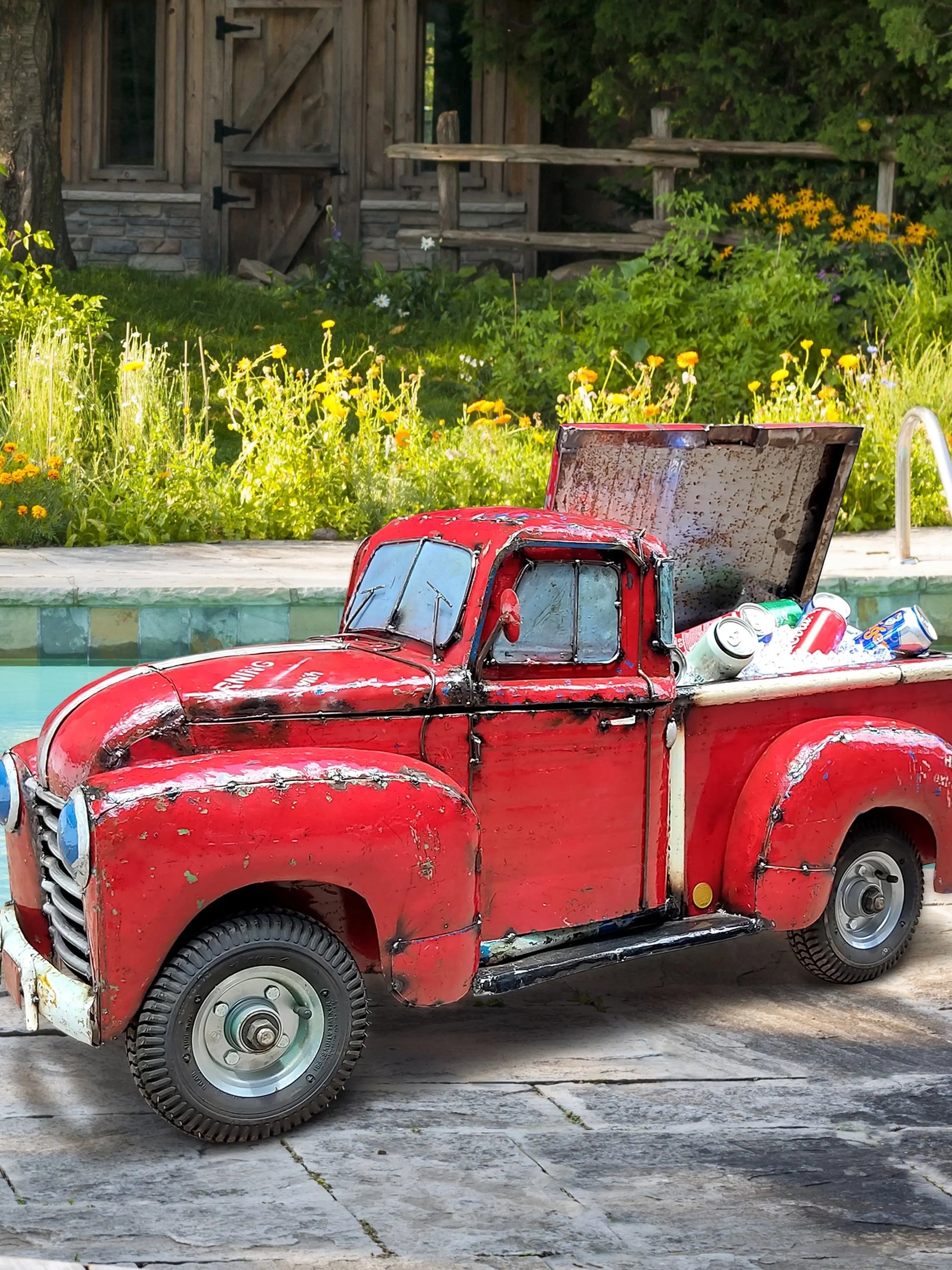 Big Red Pick-Up Truck Beverage Cooler