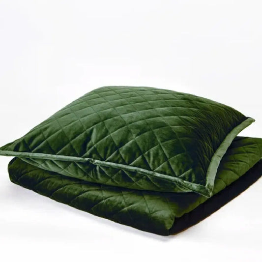 Velvet Coverlet Set - Pine - Luxurious Quilted Bedding Set