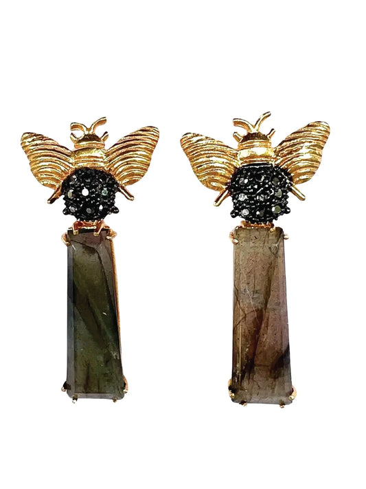 "Queen Bee" Labradorite Bar Earrings