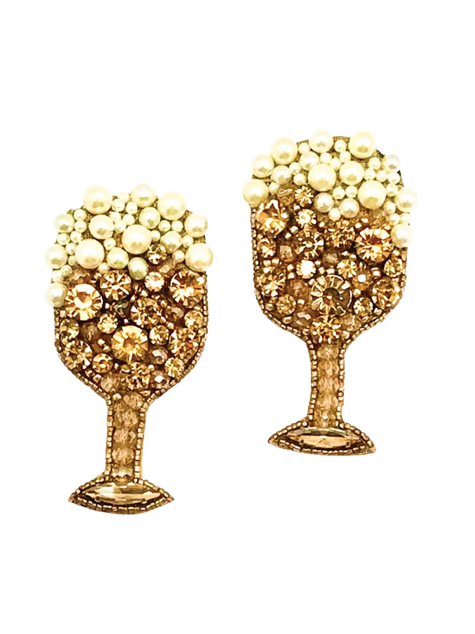 "Raise A Glass" Champagne Earrings
