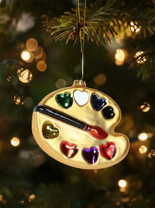 "Art Palette" Hand-Painted Blown Glass Ornament