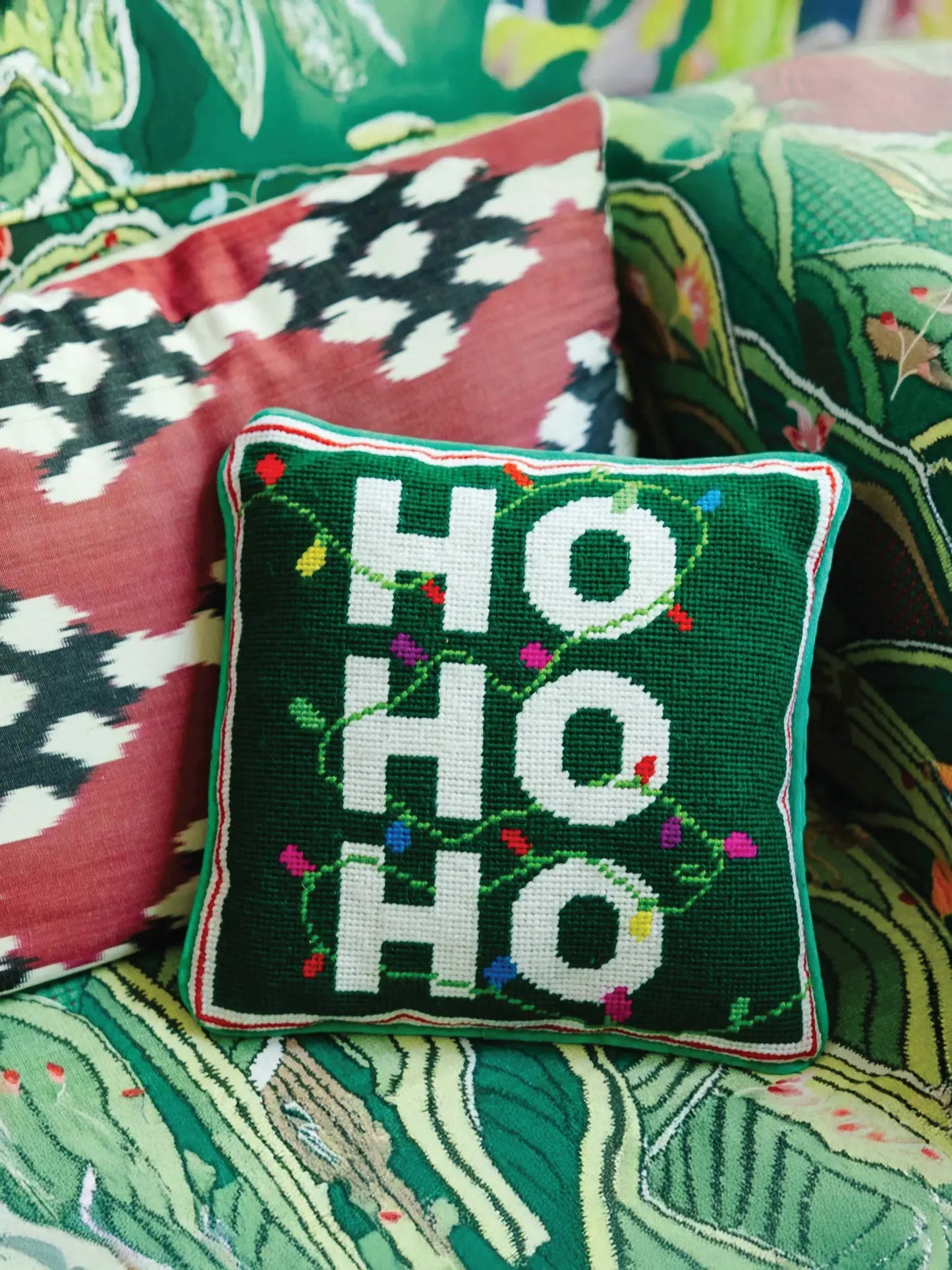 Ho Ho Ho Needlepoint Pillow