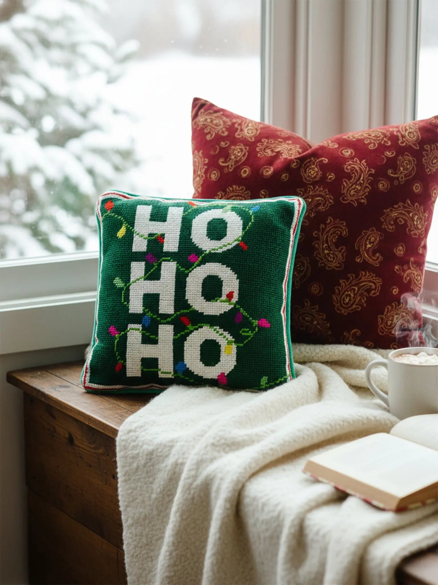 Ho Ho Ho Needlepoint Pillow