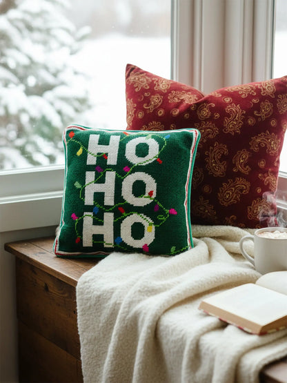 Ho Ho Ho Needlepoint Pillow